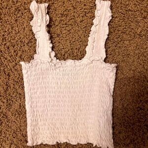 white Hollister ruched top